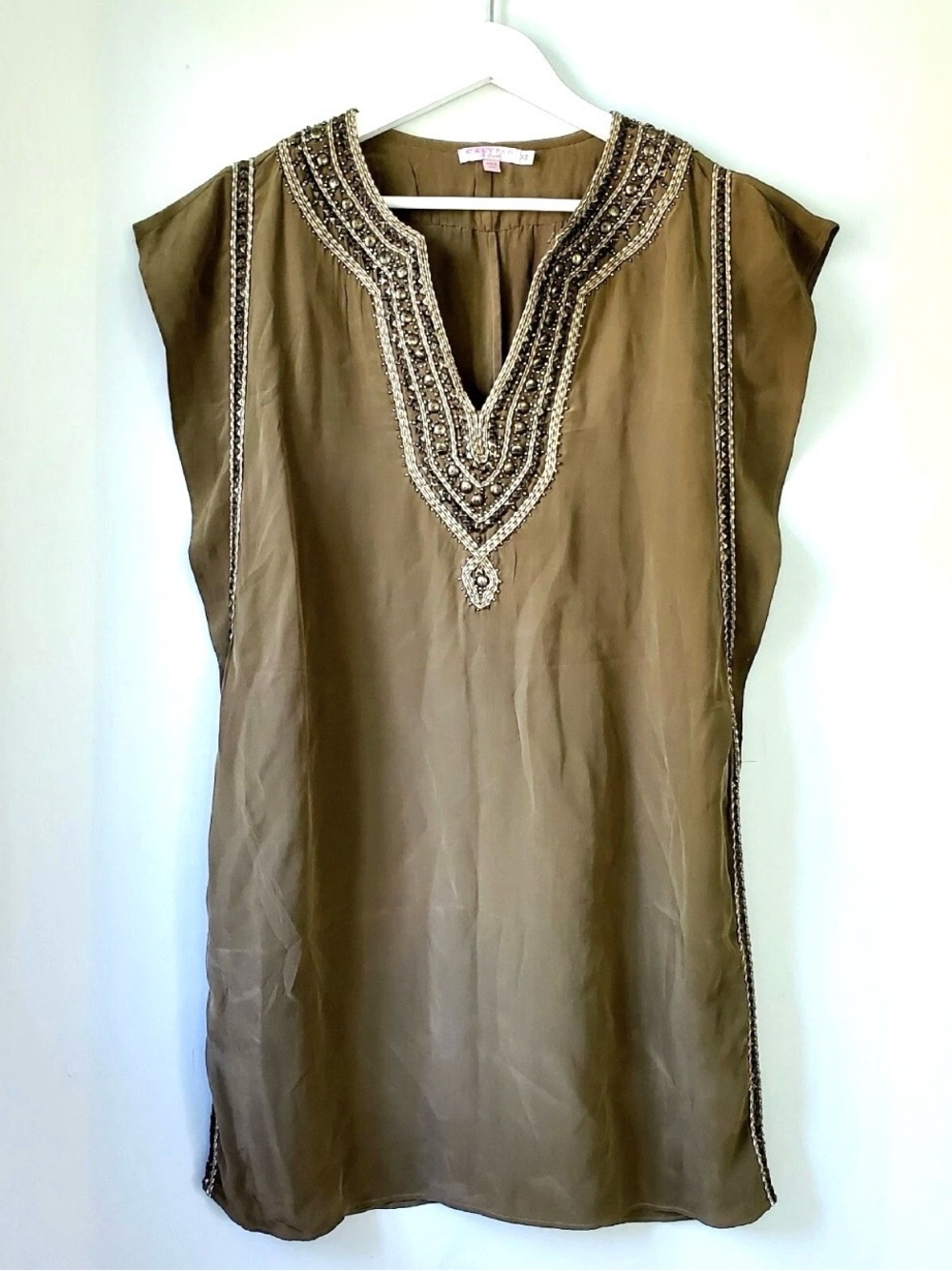 CALYPSO ST.BARTH Silk Embroidered Beaded Tunic Dress Size XS